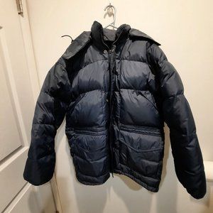 Outdoor Spirit Puffy Coat Navy  Hooded Size XL  Duck Down Feather Filled Pockets